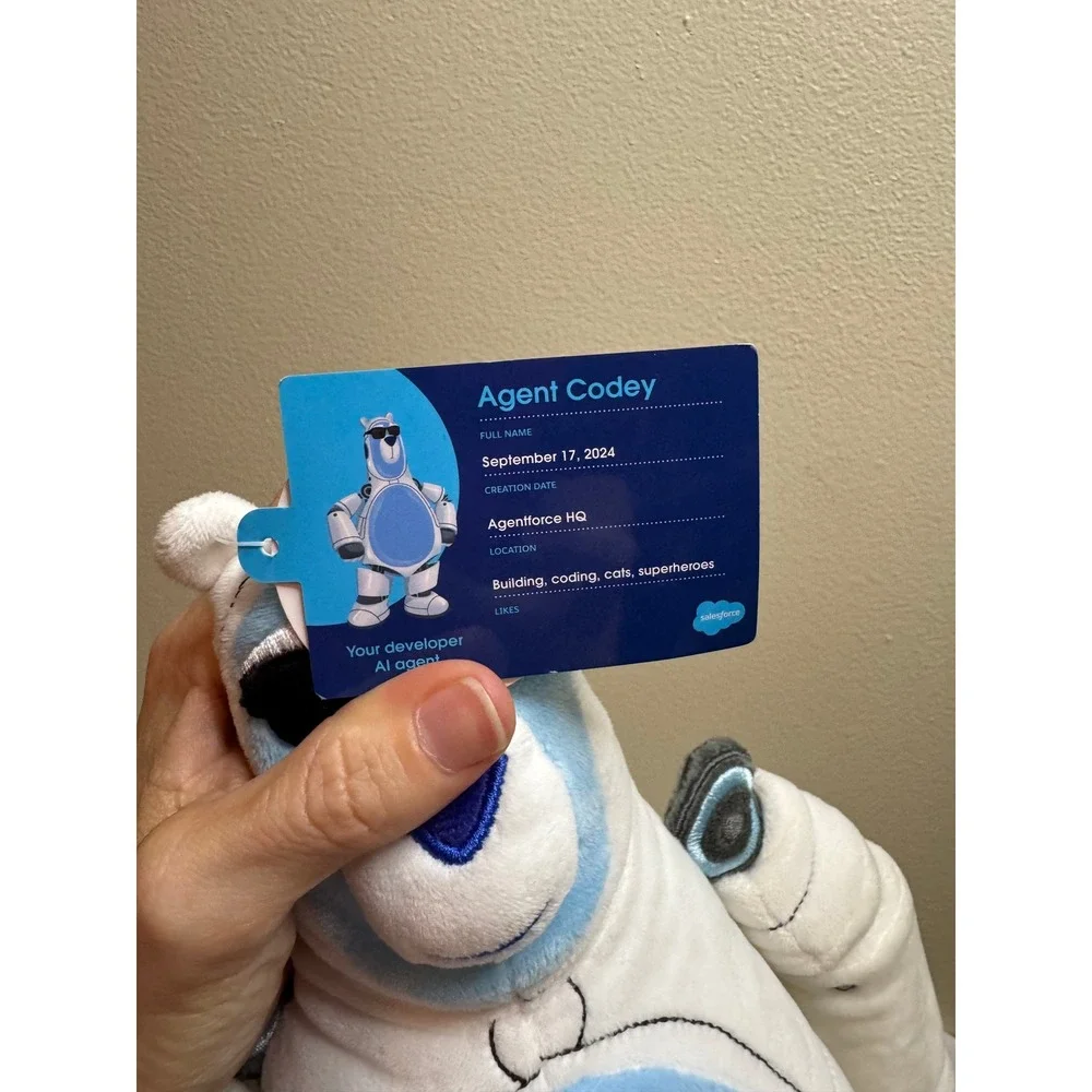 Salesforce Agentforce Agent Codey the Bear Plush Robot Mascot White Blue 14